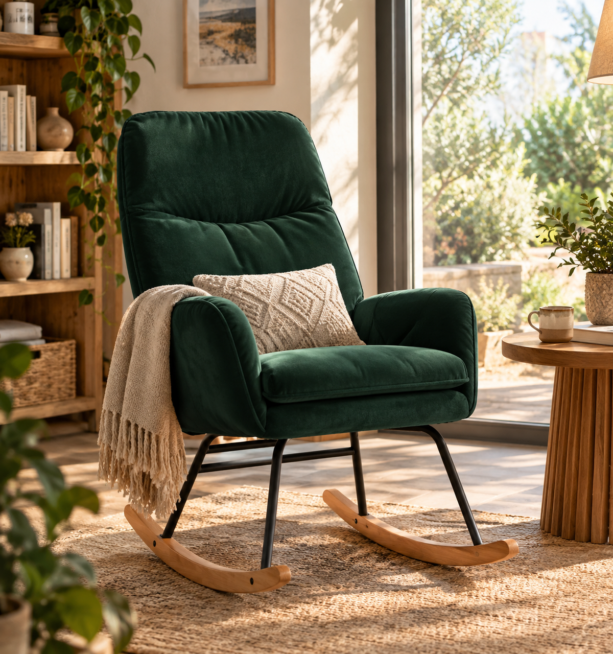 Fauteuil à Bascule Velours dossier haut | Bascova