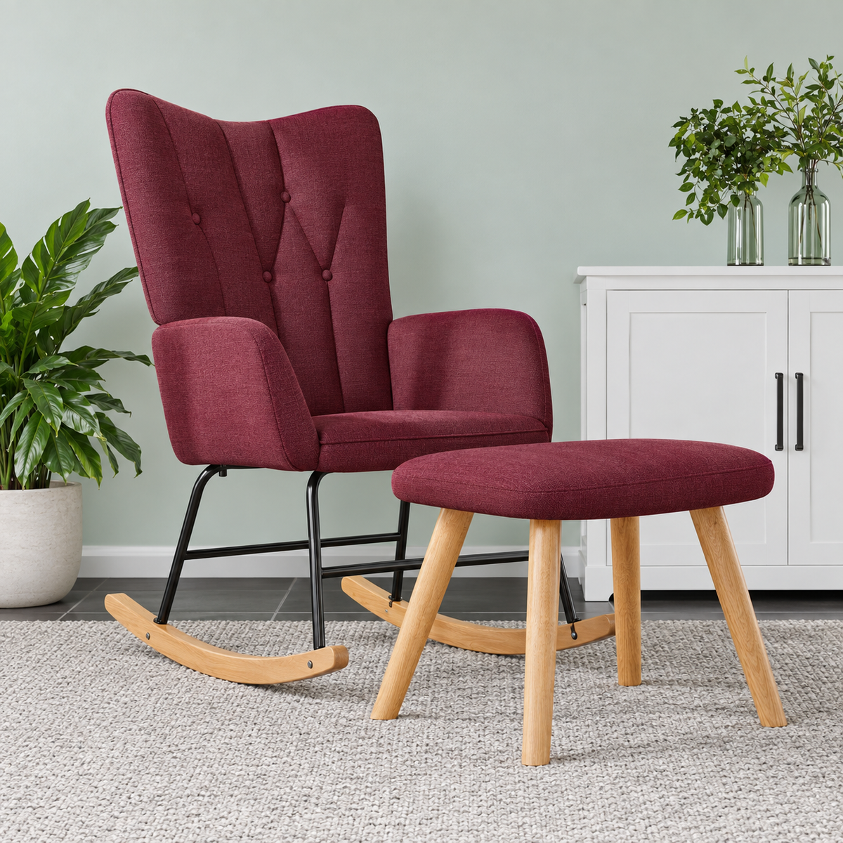 Fauteuil à Bascule Tissu Cannelé — Bascova