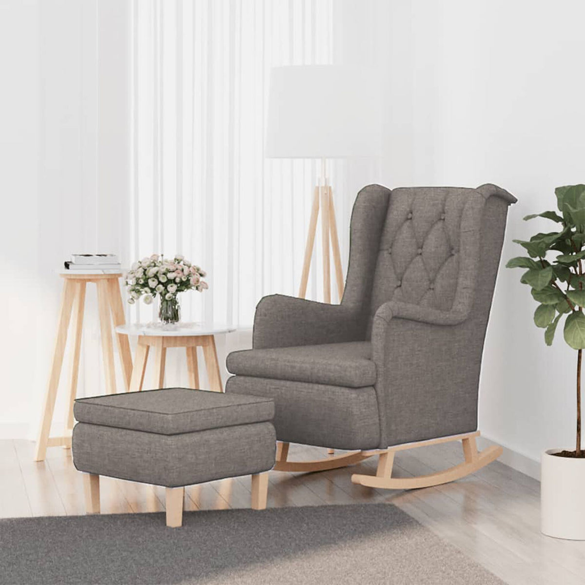 Fauteuil à bascule chesterfield Bascova Taupe - vue 1