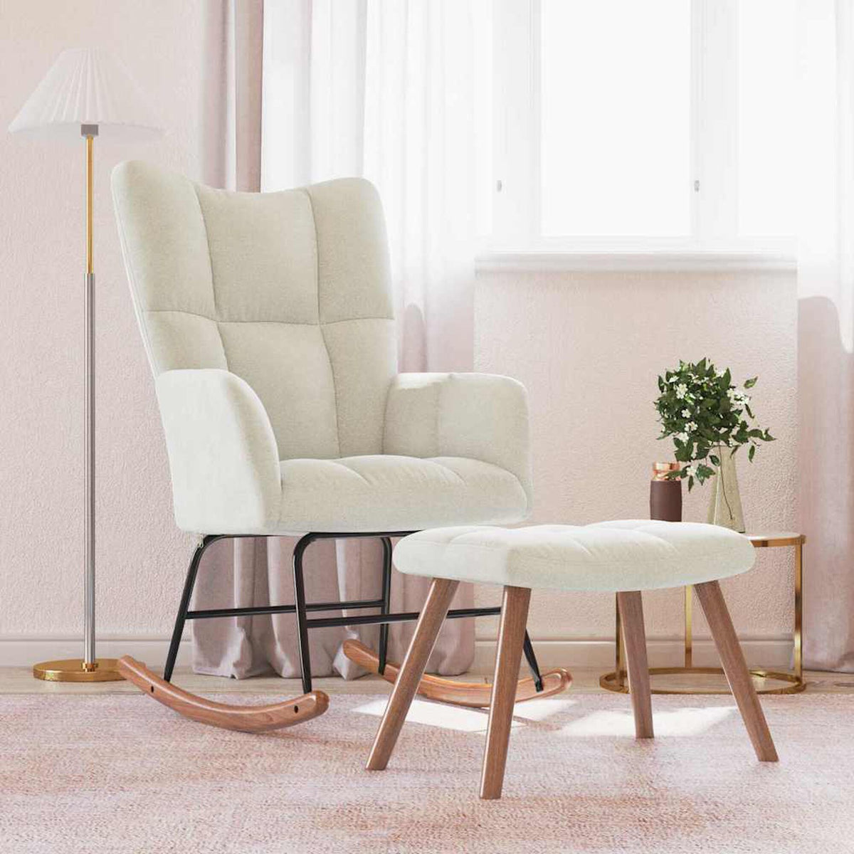 Fauteuil à bascule Bascova Blanc avec repose-pieds - vue 3