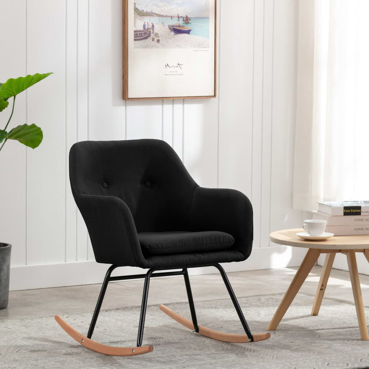 Fauteuil à bascule compact tissu noir Bascova - vue 2