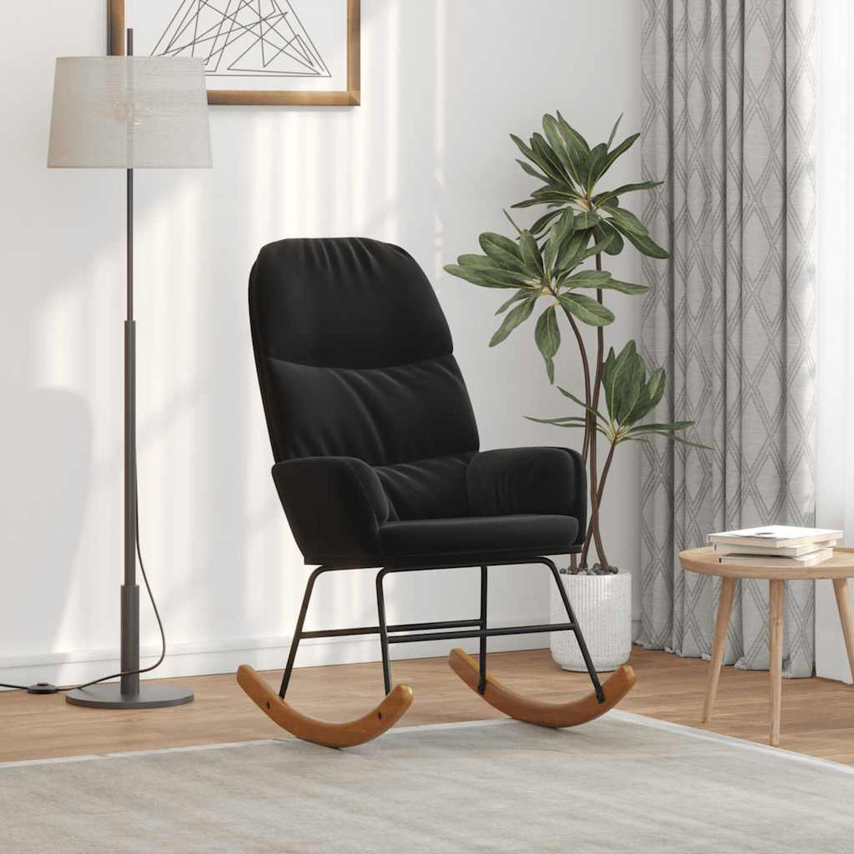 Fauteuil à bascule velours dossier haut Bascova Noir - vue 2