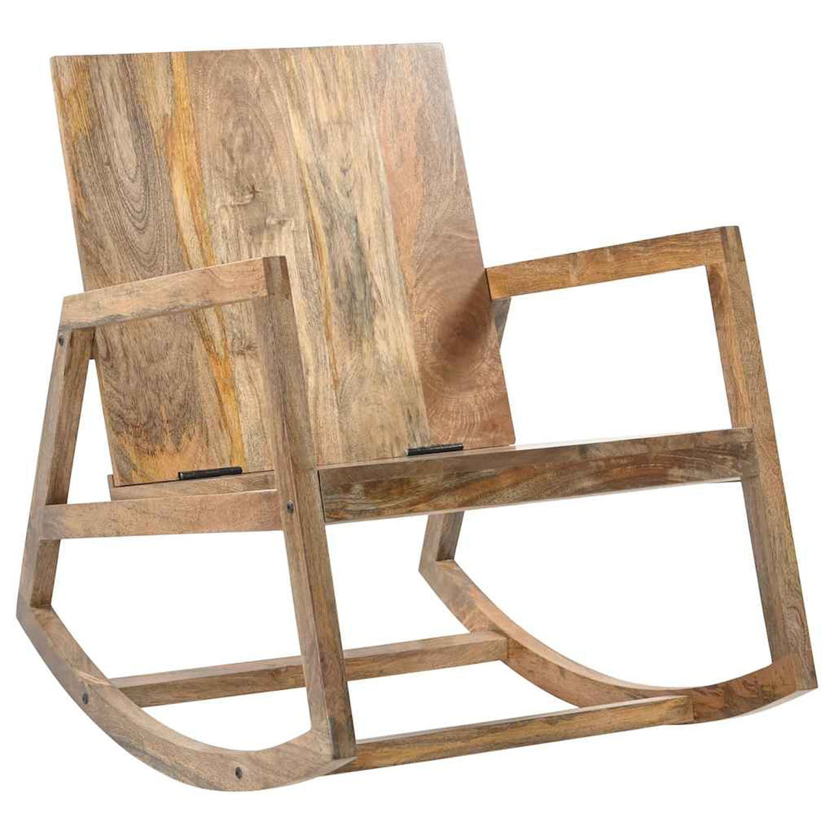 Fauteuil à bascule cuir et bois de manguier Bascova - vue 2