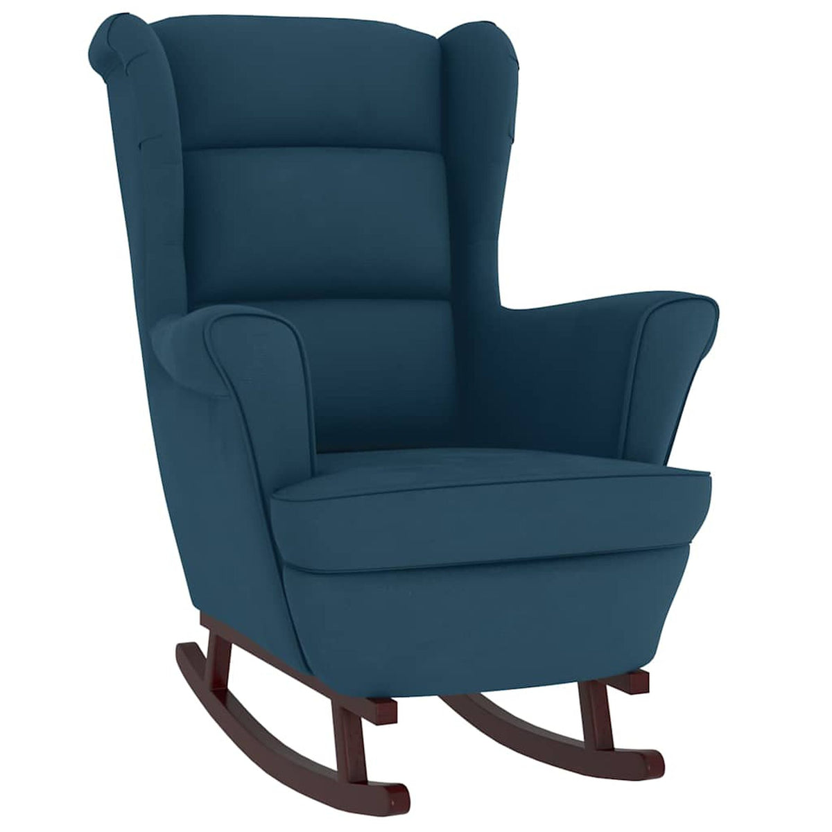 Fauteuil à bascule à oreilles en velours Bascova bleu, sans repose-pieds