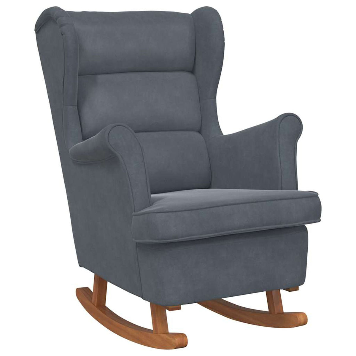 Fauteuil à bascule à oreilles en velours Bascova gris foncé, sans repose-pieds
