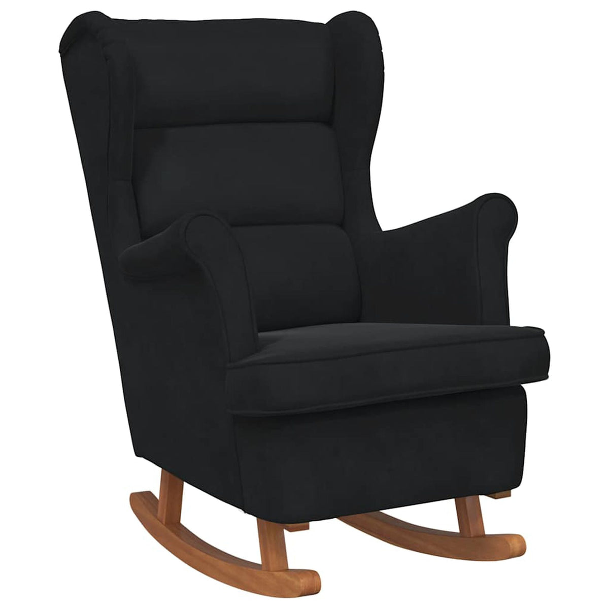 Fauteuil à bascule à oreilles en velours Bascova noir, sans repose-pieds