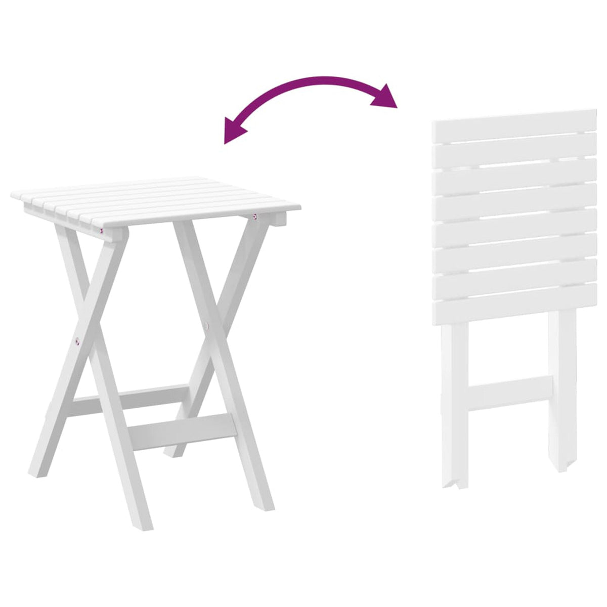 Fauteuil à bascule jardin bois Bascova Blanc, 2 chaises + table - vue 5