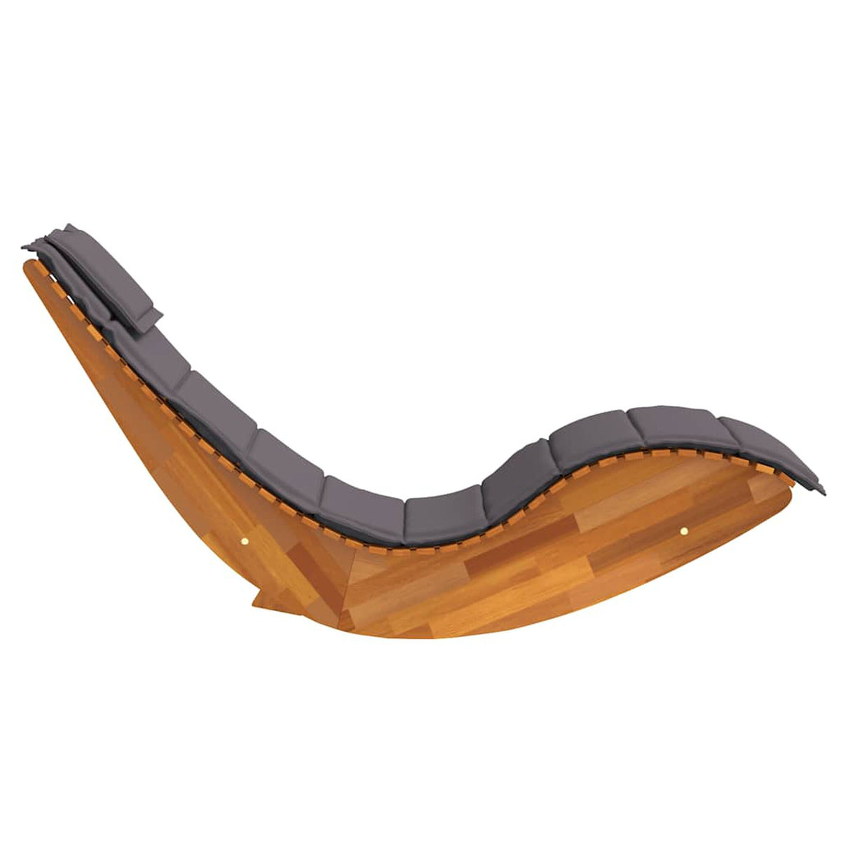 Chaise longue à bascule acacia Bascova coussin gris foncé - vue 6