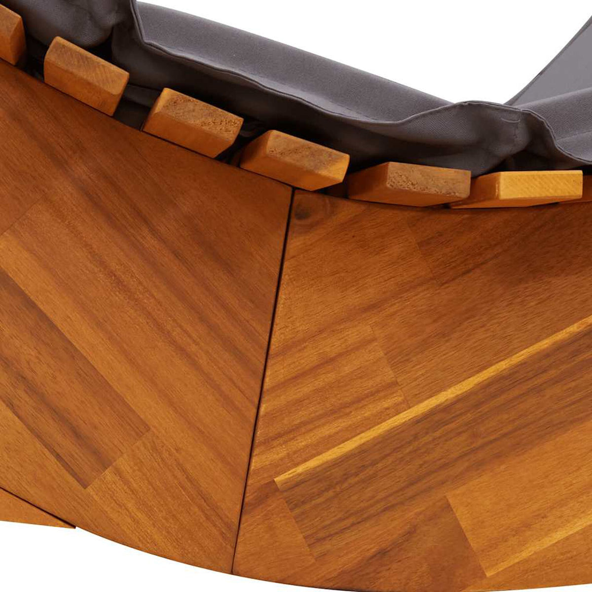 Chaise longue à bascule acacia Bascova coussin gris foncé - vue 7