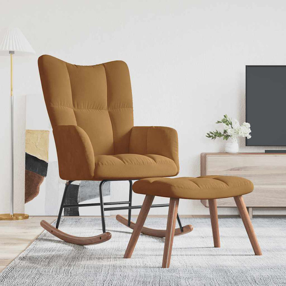 Fauteuil à bascule Bascova Marron avec repose-pieds - vue 3