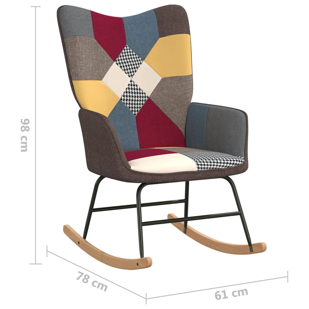 Fauteuil à bascule patchwork Bascova gris avec tabouret - vue 10