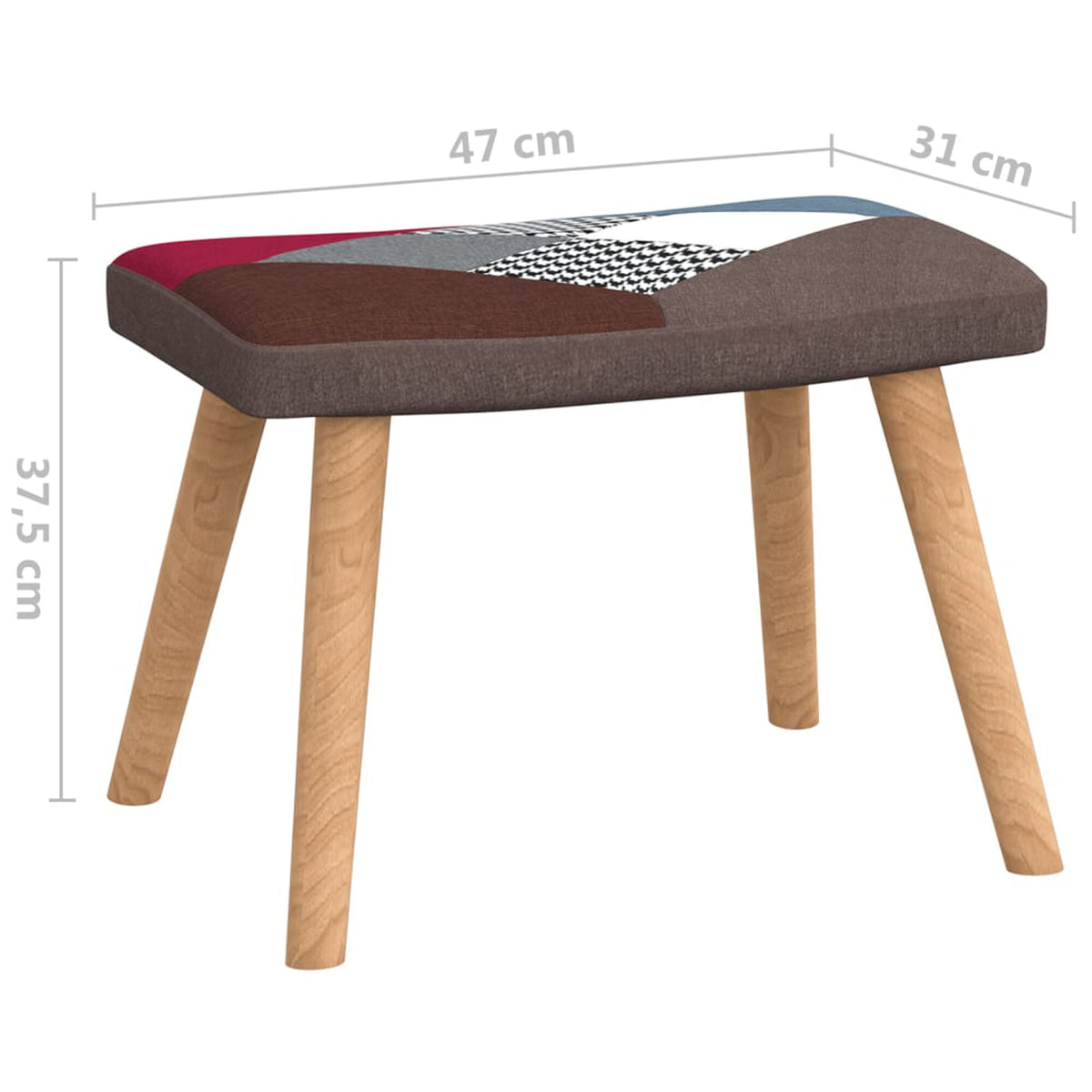 Fauteuil à bascule patchwork Bascova gris avec tabouret - vue 11