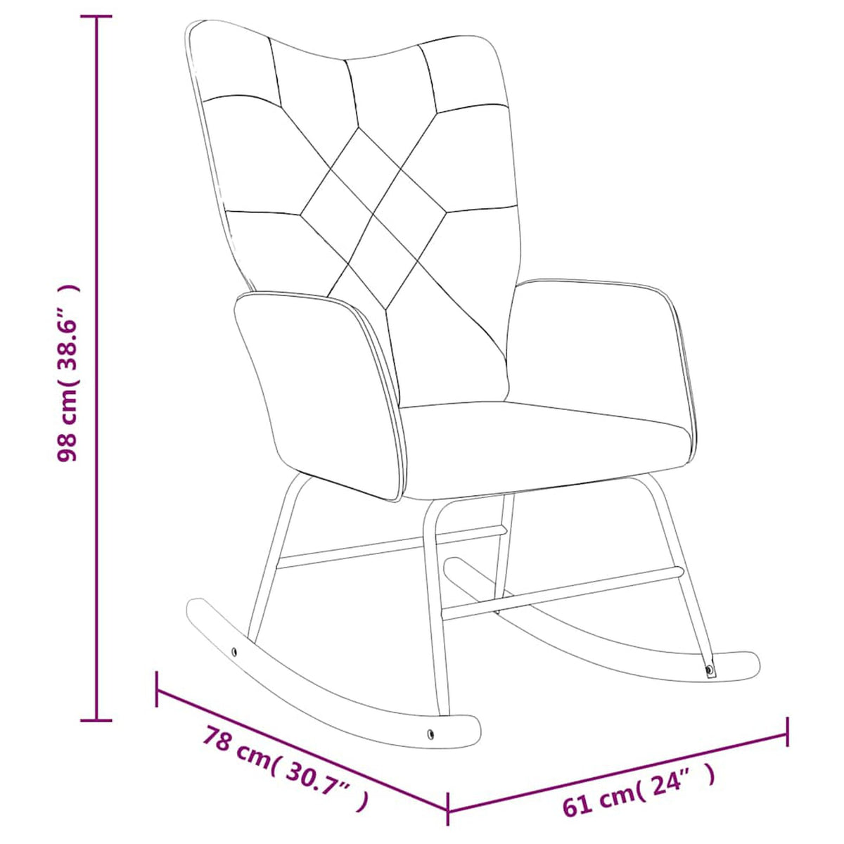 Fauteuil à bascule patchwork Bascova gris avec tabouret - vue 9