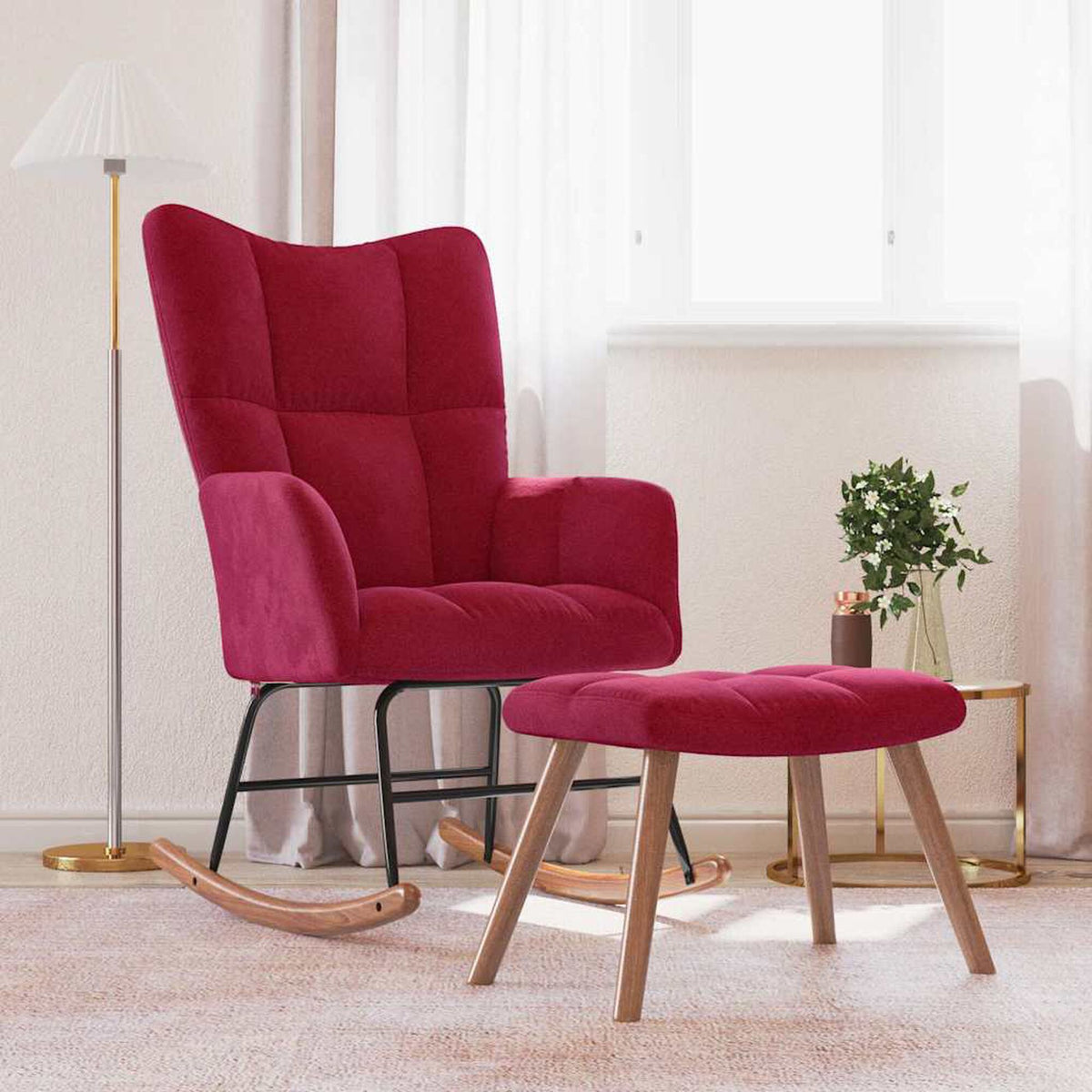 Fauteuil à bascule Bascova Rouge avec repose-pieds - vue 3