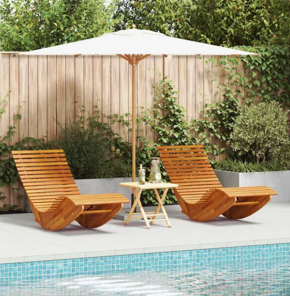 Chaise Longue à Bascule en Bois d'Acacia | Bascova