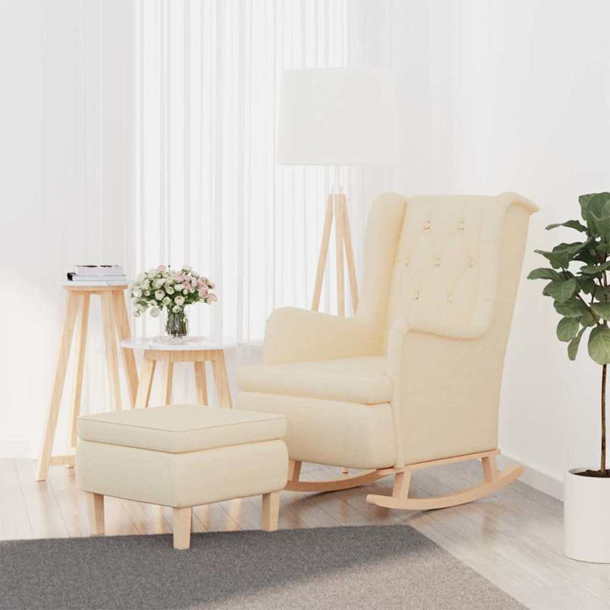Fauteuil à bascule chesterfield Bascova Crème - vue 1