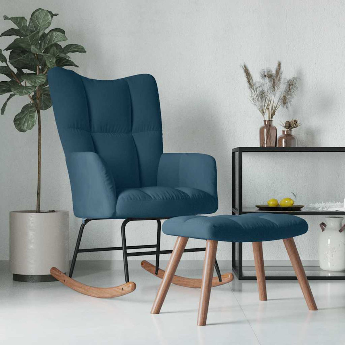 Fauteuil à bascule Bascova Bleu avec repose-pieds - vue 1