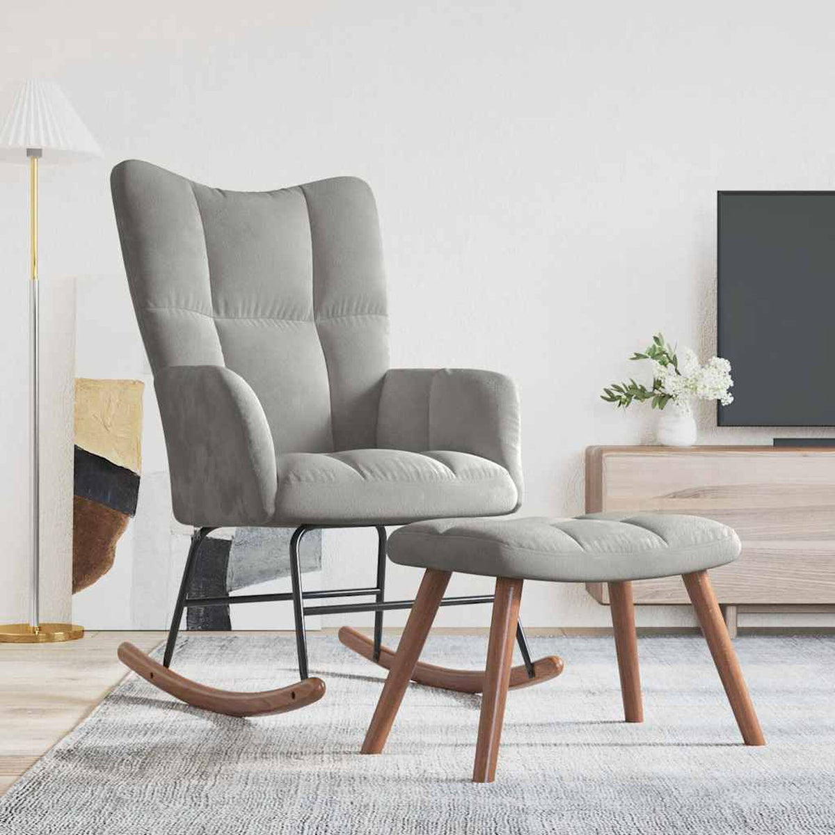 Fauteuil à bascule Bascova gris avec repose-pieds - vue 3