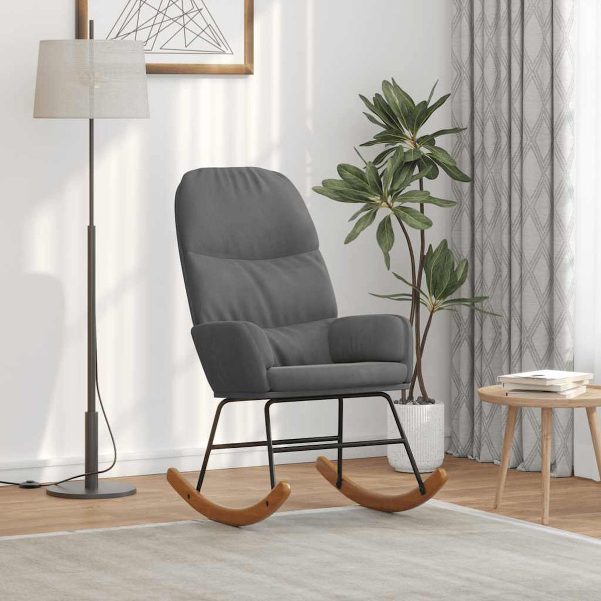 Fauteuil à bascule velours dossier haut Bascova Gris foncé - vue 2