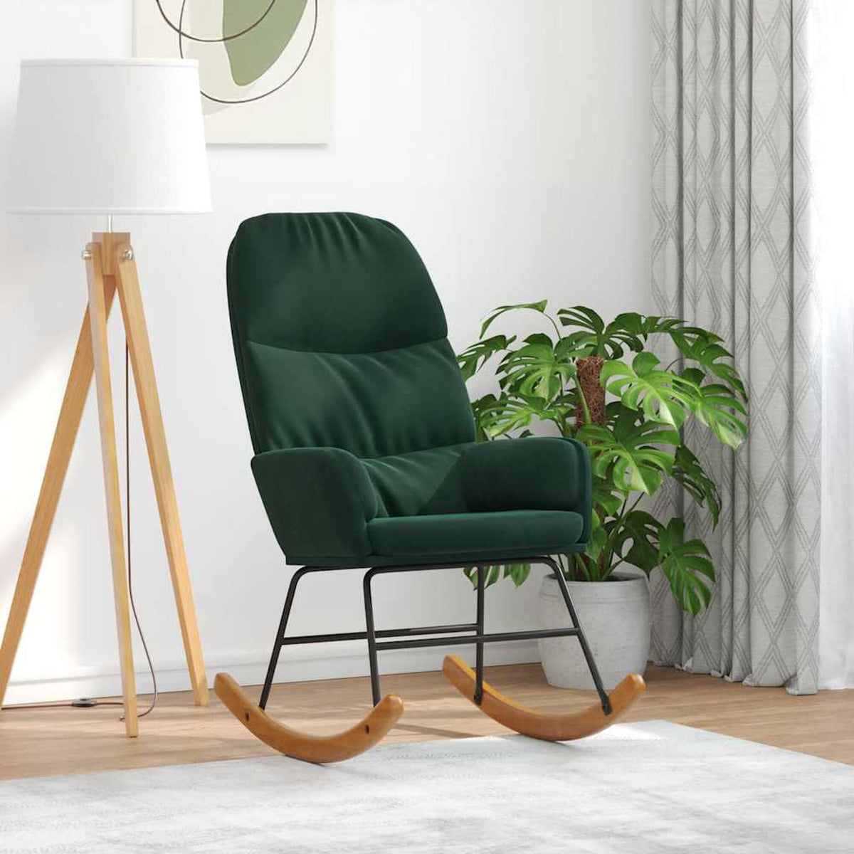 Fauteuil à bascule velours dossier haut Bascova Vert foncé - vue 2