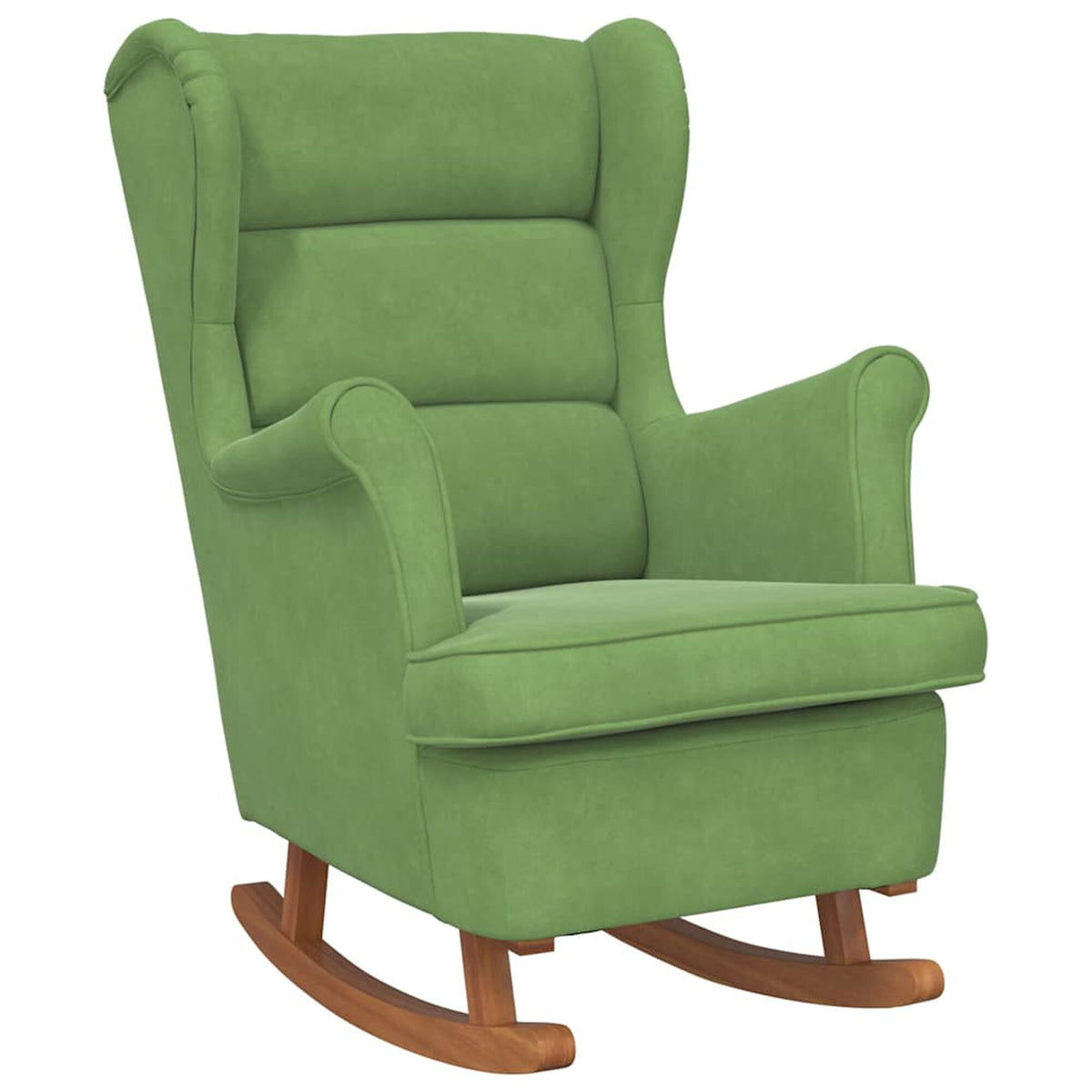 Fauteuil à bascule à oreilles en velours Bascova vert clair, sans repose-pieds