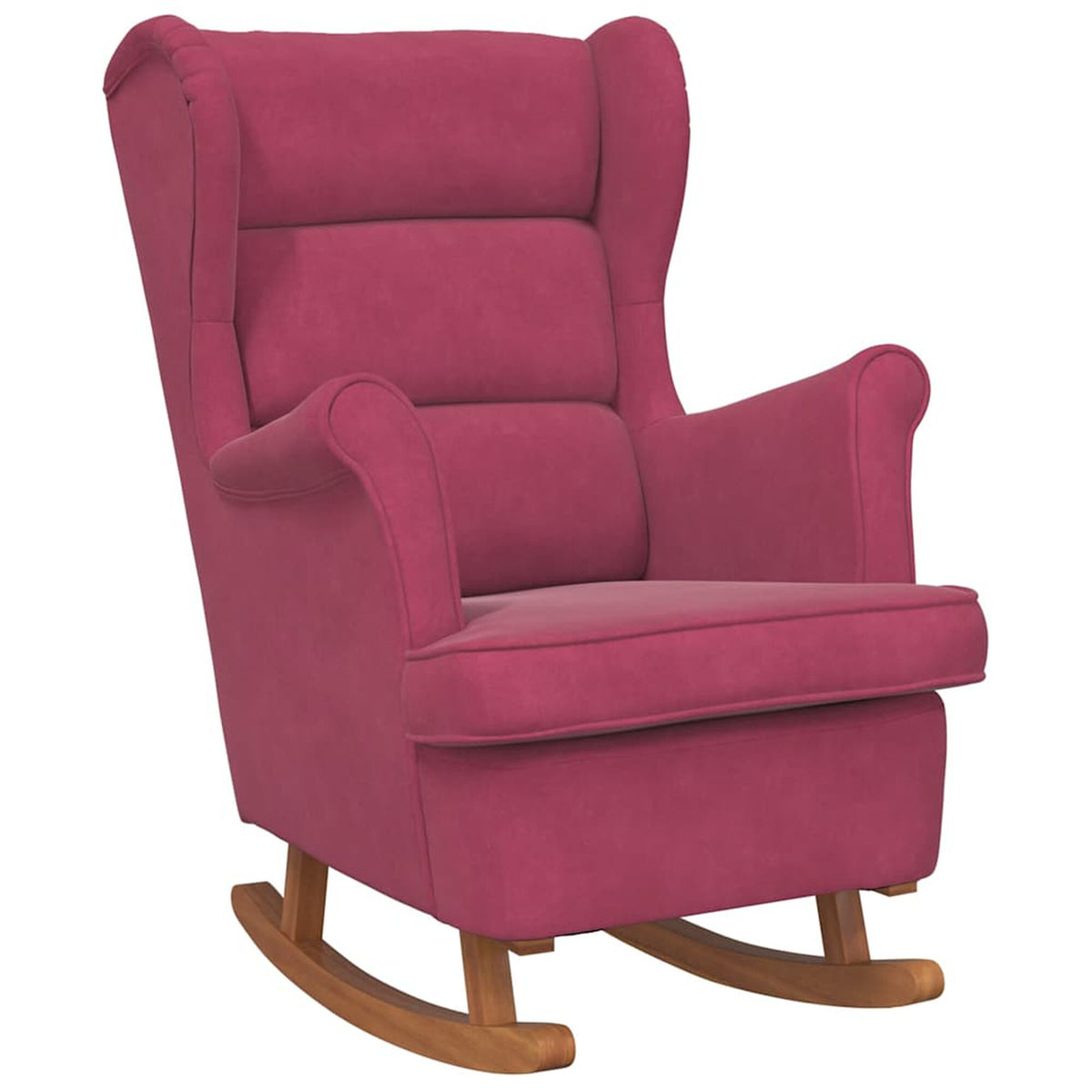 Fauteuil à bascule à oreilles en velours Bascova rouge bordeaux, sans repose-pieds