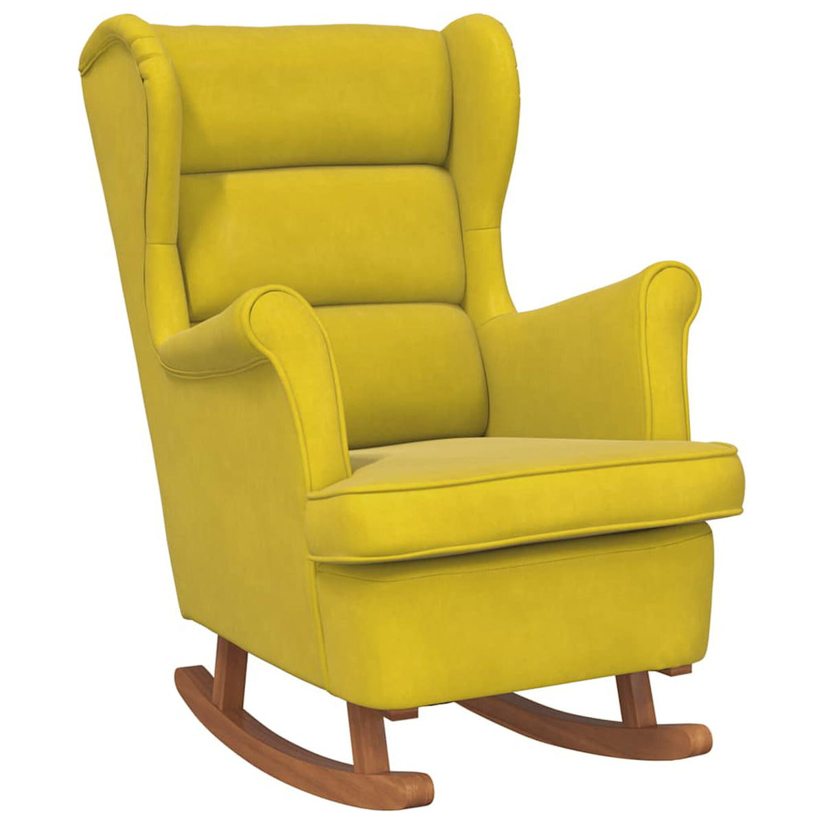 Fauteuil à bascule à oreilles en velours Bascova jaune, sans repose-pieds