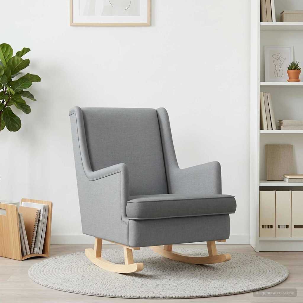 Fauteuil à bascule enveloppant en tissu Bascova gris clair - vue 3