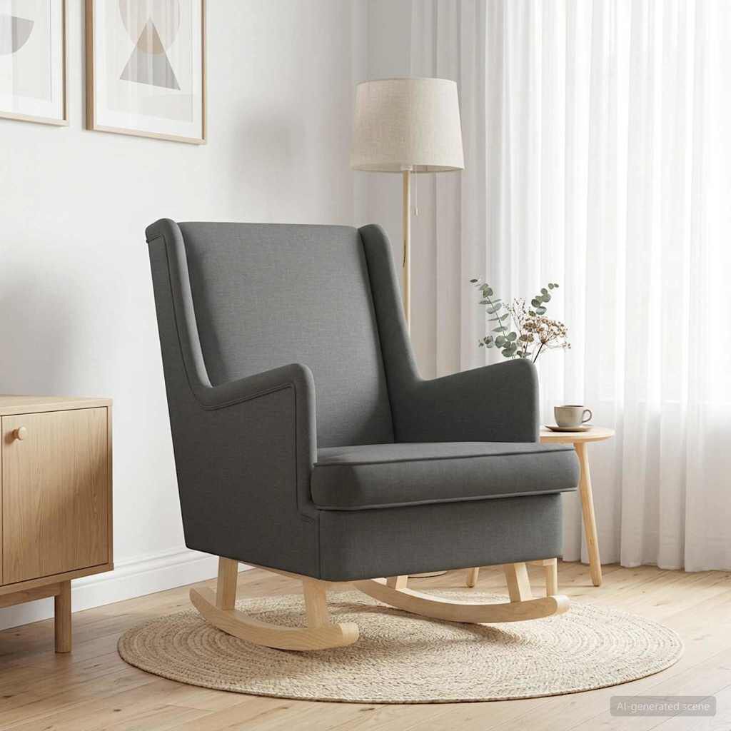 Fauteuil à bascule enveloppant en tissu Bascova gris foncé - vue 3
