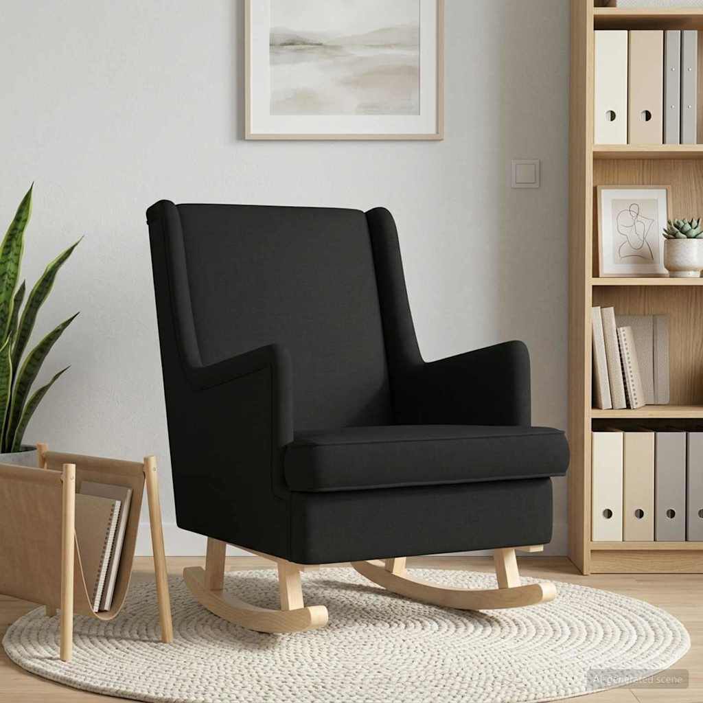 Fauteuil à bascule enveloppant en tissu Bascova noir - vue 3