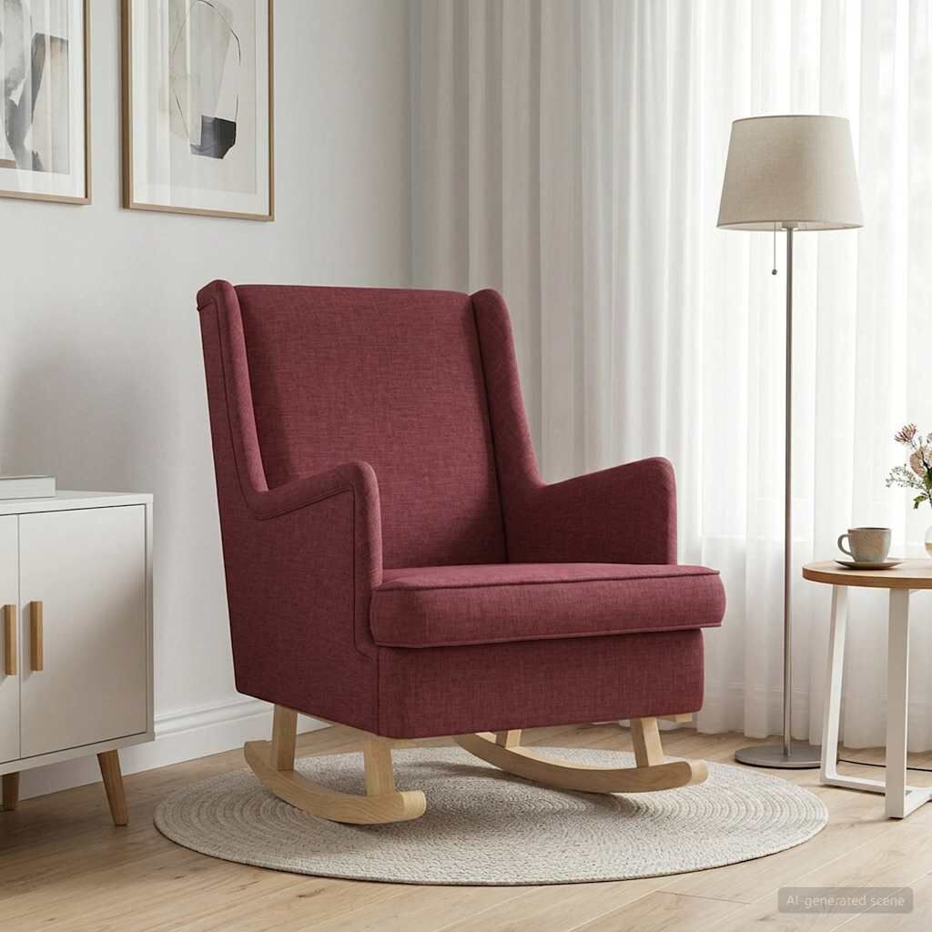 Fauteuil à bascule enveloppant en tissu Bascova bordeaux - vue 3