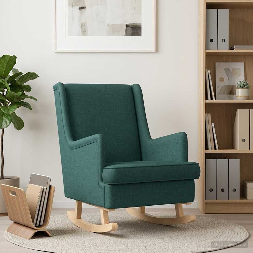 Fauteuil à bascule enveloppant en tissu Bascova vert foncé - vue 3