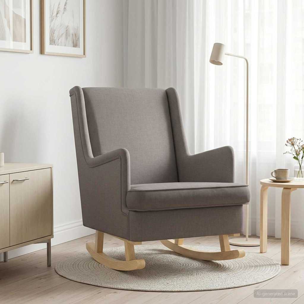 Fauteuil à bascule enveloppant en tissu Bascova taupe - vue 3