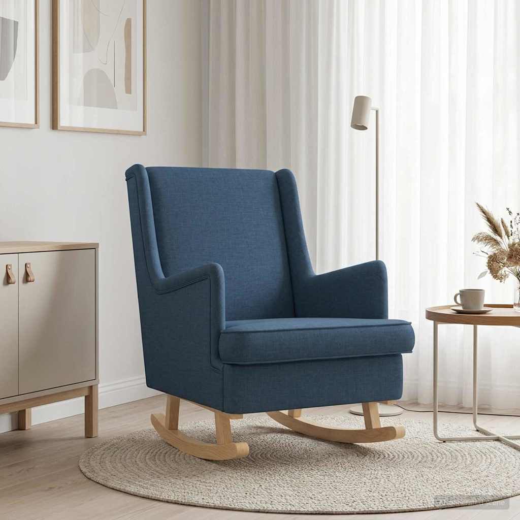 Fauteuil à bascule enveloppant en tissu Bascova bleu - vue 3