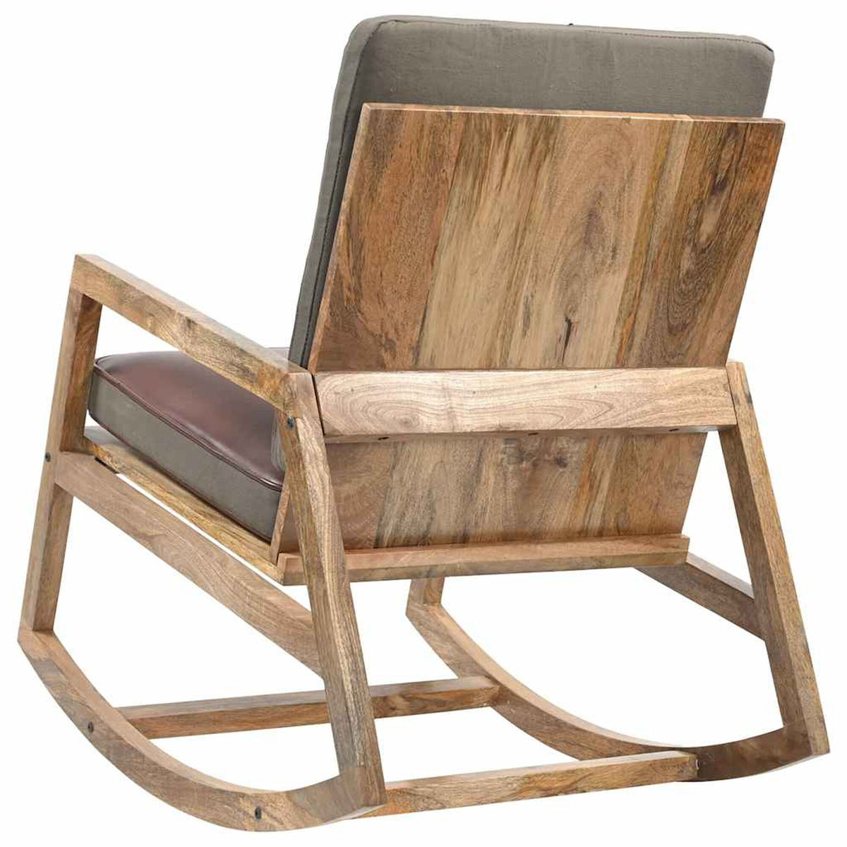 Fauteuil à bascule cuir et bois de manguier Bascova - vue 7