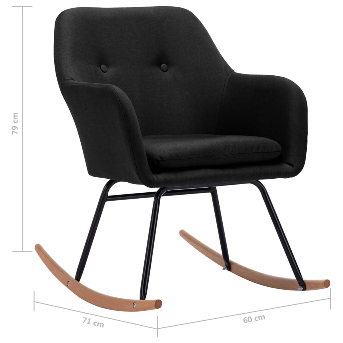 Fauteuil à bascule compact tissu noir Bascova - vue 8