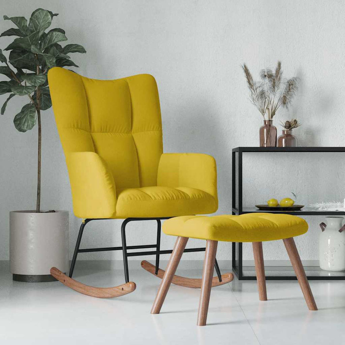 Fauteuil à bascule Bascova Jaune avec repose-pieds - vue 3