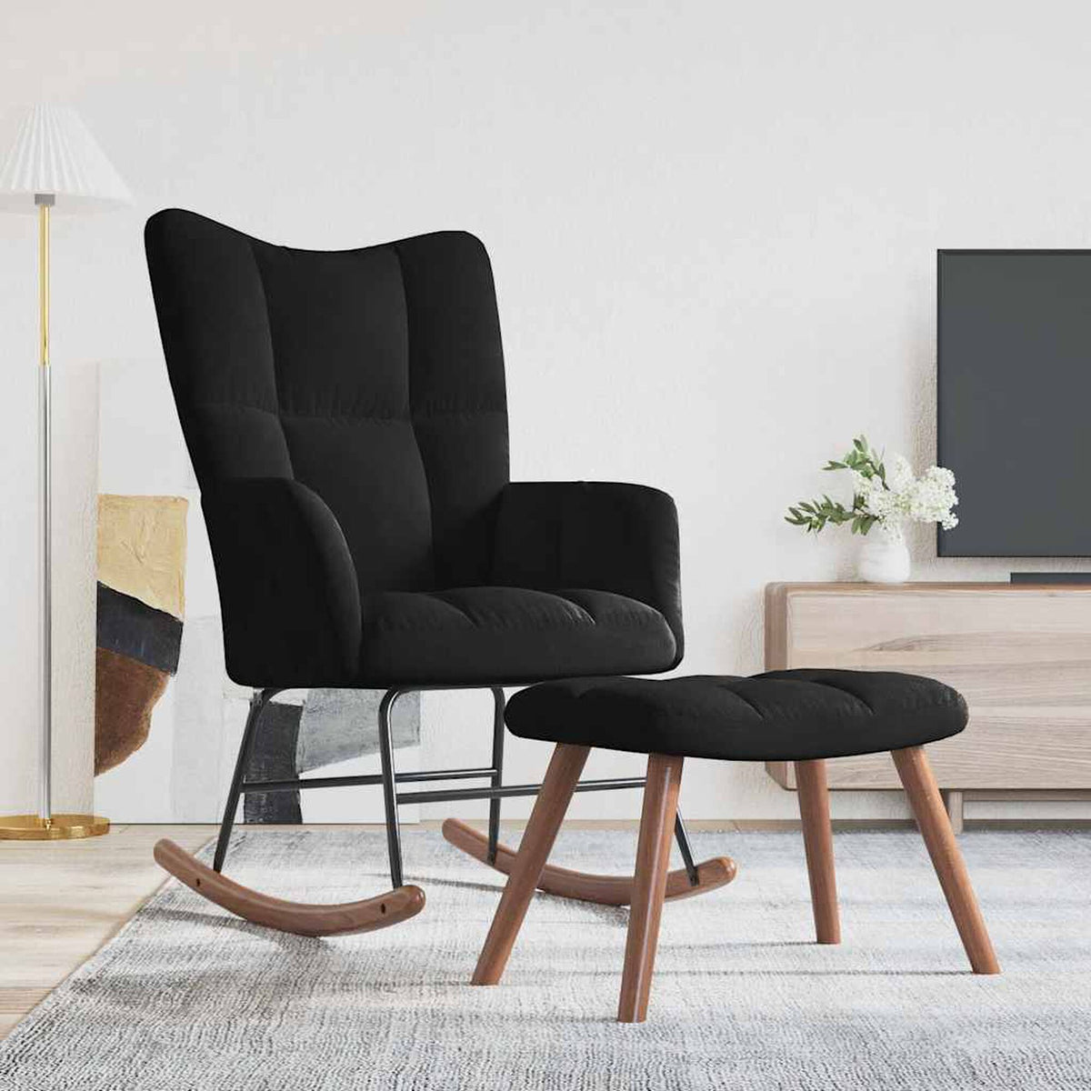 Fauteuil à bascule Bascova Noir avec repose-pieds - vue 3