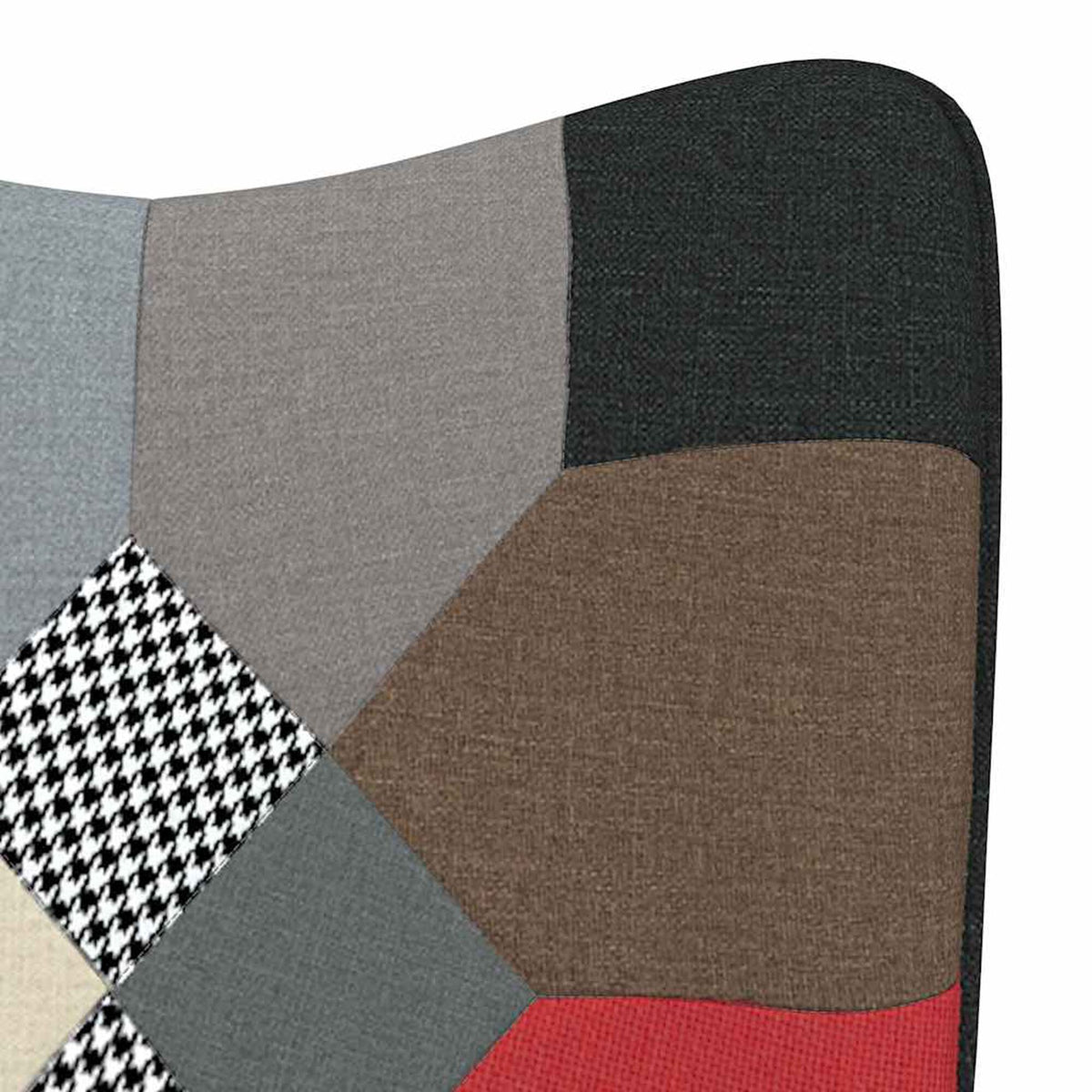 Fauteuil à bascule patchwork Bascova noir avec tabouret - vue 8